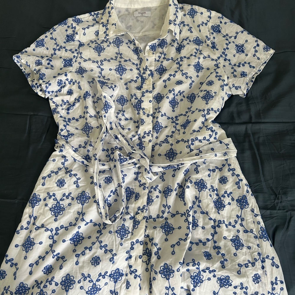 Floral Embroidered Shirt Dress with Belt - NWOT